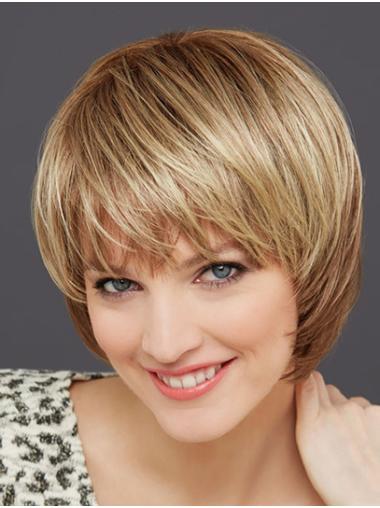 Chin Length Monofilament 10" Blonde White Bob Wig