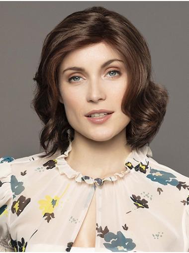 12" Wavy Brown Synthetic Bobs Medium Wigs