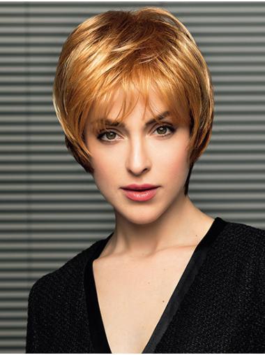 Straight 8" Short Synthetic Blonde Mono Wigs