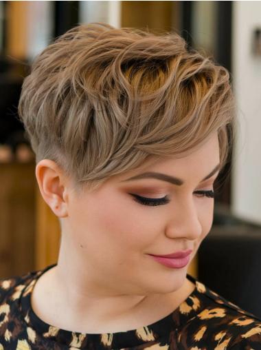 Short Human Hair Wigs Straight Monofilament Boycuts Blonde 4" Wigs