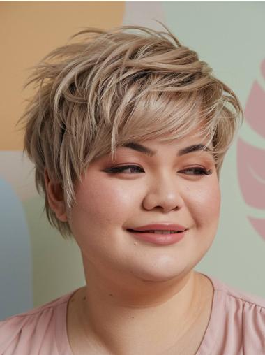 Short Human Hair Wigs Straight Monofilament Boycuts Blonde 4" Wigs