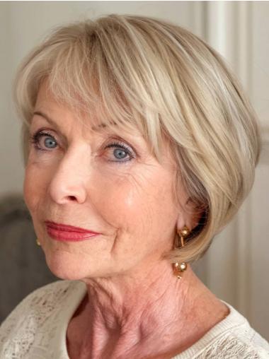 Blonde Bob Wig Monofilament Remy Human Hair 10" Chin Length Straight Wigs