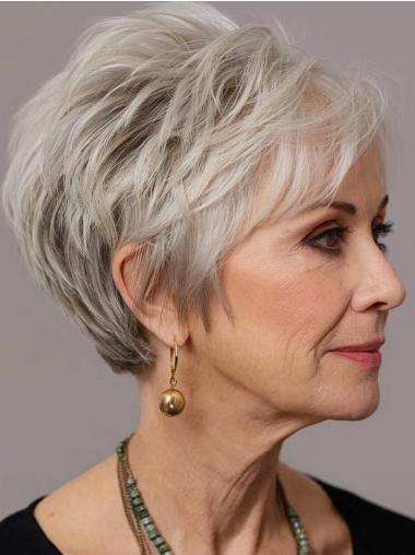 Short Human Hair Wigs Straight Monofilament Boycuts Ombre/2 Tone 6" Wigs