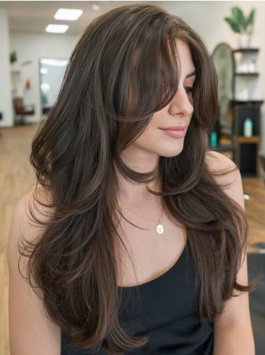Long Brown Wig Layered Monofilament Synthetic 20" Wavy Wigs