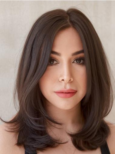 Lace Wigs 14" Straight Brown Shoulder Length Layered Wigs