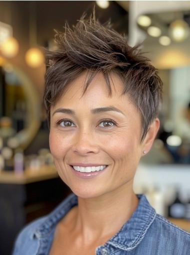 Short Hair Wig Straight Boycuts Monofilament 4" Synthetic Wigs