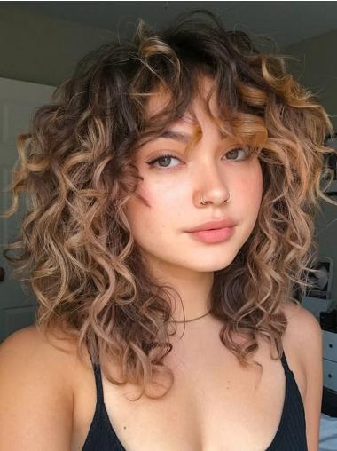 Lace Wigs 14" Curly Ombre/2 Tone Shoulder Length Layered Wigs