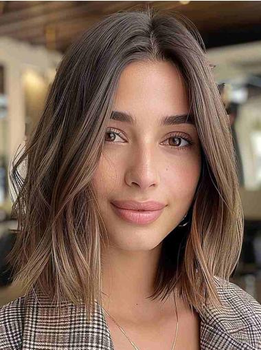 Lace Wigs 12" Straight Ombre/2 Tone Shoulder Length Without Bangs Wigs