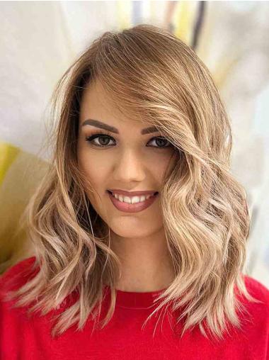 Blonde Lace Front Wigs 14" Wavy Shoulder Length Synthetic Layered Wigs