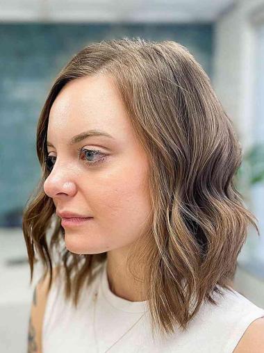 Lace Wigs 12" Wavy Ombre/2 Tone Shoulder Length Without Bangs Wigs