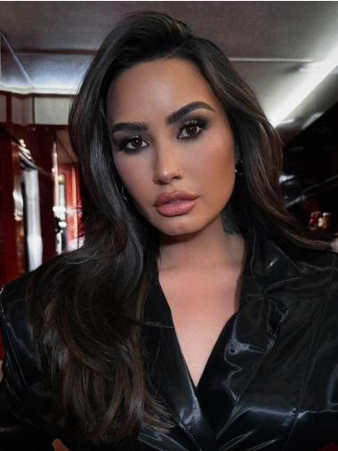 Long Black Wig Straight Without Bangs Synthetic 18" Monofilament Wigs