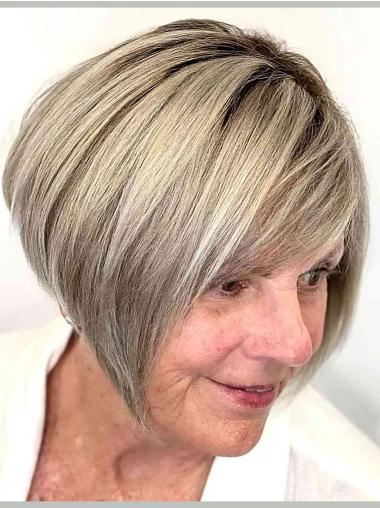 Blonde Bob Wig Monofilament Remy Human Hair 10" Chin Length Straight Wigs
