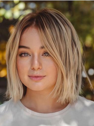 Bob Wigs Ombre/2 Tone Synthetic Shoulder Length 12" Straight Monofilament Wigs