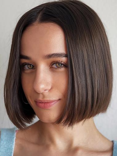 Blonde Bob Wig Monofilament Remy Human Hair 10" Chin Length Straight Wigs