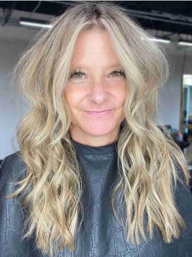Long Blonde Wig 16" Wavy Lace Front Without Bangs Synthetic Wigs