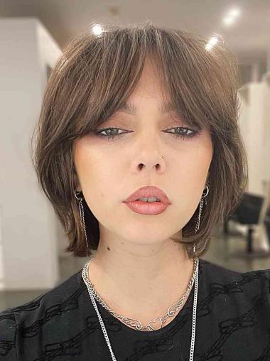 Bob Wigs Brown Synthetic Chin Length 10" Straight Monofilament Wigs