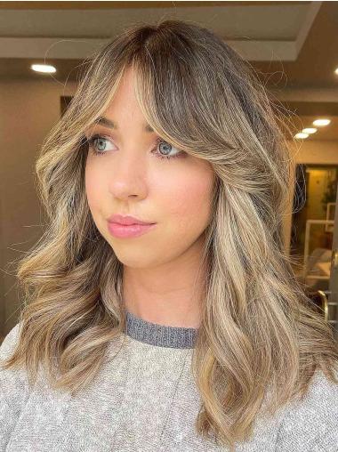 Blonde Lace Front Wigs 14" Wavy Shoulder Length Synthetic Layered Wigs