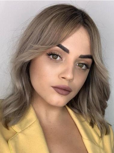 Human Wigs 12" Without Bangs Straight Ombre/2 Tone Lace Front Shoulder Length Wigs