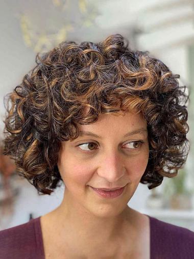 Human Hair Short Wigs Curly Monofilament Bobs 8" Ombre/2 Tone Wigs