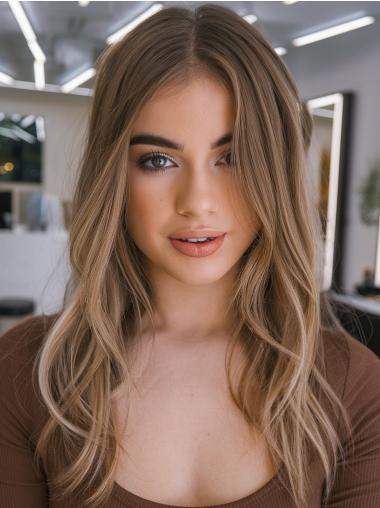 Long Blonde Wig 16" Straight Monofilament Without Bangs Synthetic Wigs
