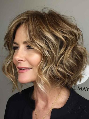 Blonde Bob Wig Lace Front Synthetic 10" Chin Length Wavy Wigs