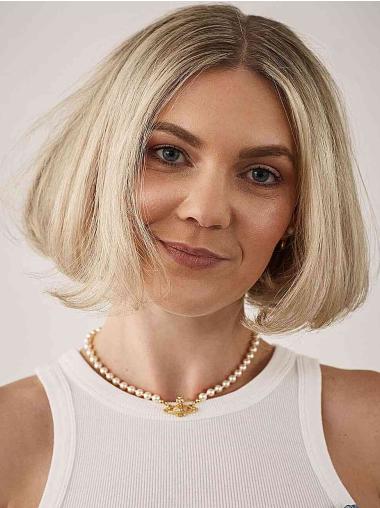 Blonde Bob Wig Monofilament Synthetic 10" Chin Length Straight Wigs