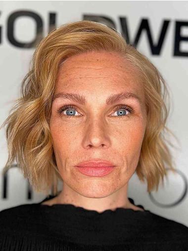 Blonde Bob Wig Lace Front Synthetic 10" Chin Length Wavy Wigs