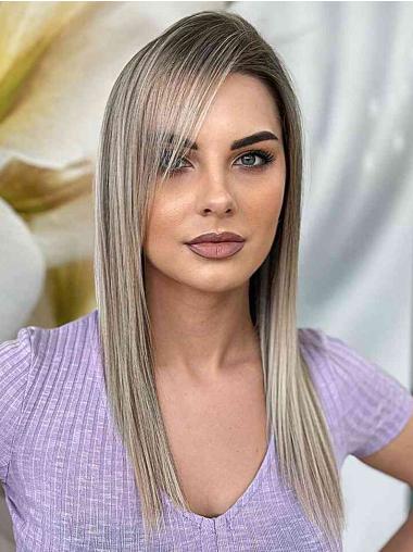 Long Blonde Wig 16" Straight Monofilament Without Bangs Synthetic Wigs