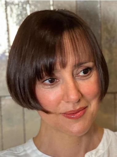 Short Bob Wigs 6" Monofilament Auburn Straight Synthetic Wigs