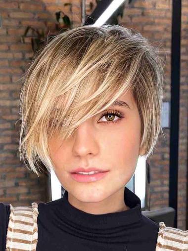 Human Hair Short Wigs Straight Monofilament Bobs 8" Brown Wigs