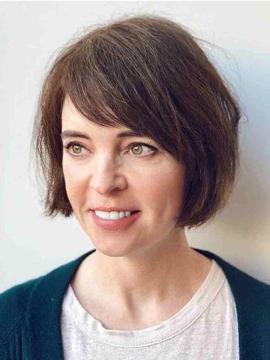 Short Bob Wigs 8" Lace Front Brown Straight Synthetic Wigs