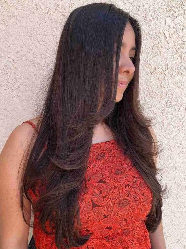 Long Hair Wigs Lace Front Layered Straight Auburn 20" Wigs