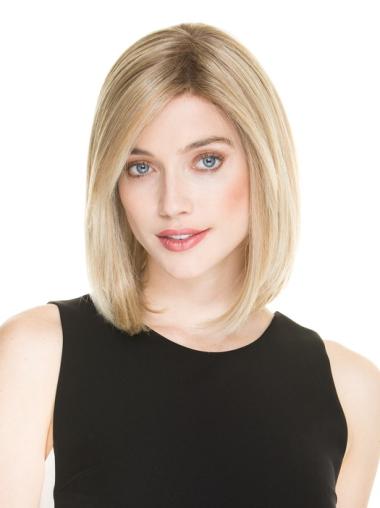 Blonde Straight Shoulder Length Great Wigs Made Of Real Hair