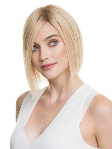 Straight Chin Length Ideal Blonde Human Hair Wigs