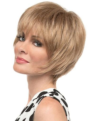 Straight Chin Length 8 Inches Amazing Monofilament Synthetic Wigs
