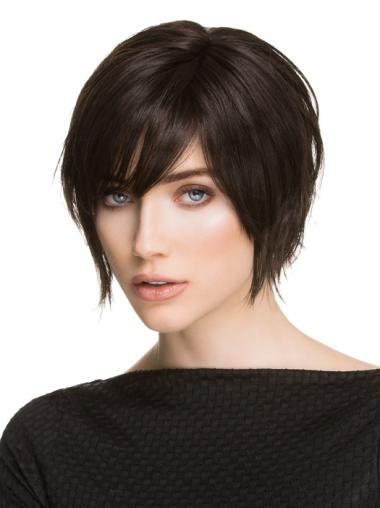 Monofilament Black Stylish Short Synthetic Wig