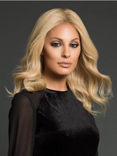 Without Bangs Wavy Shoulder Length Soft Lace Human Hair Wigs