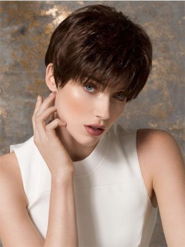 Monofilament Brown Synthetic Fashionable Short Wigs