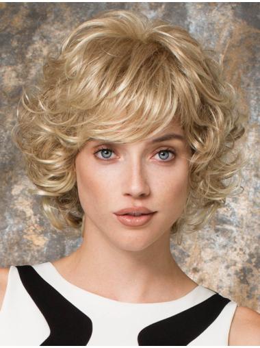 Blonde Chin Length Popular Curly Hair Monofilament Wig