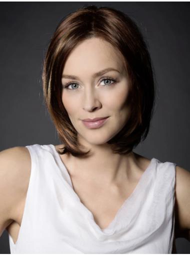 100% Hand-Tied Straight Shoulder Length Synthetic Exquisite Synthetic Silk Top Lace Wigs