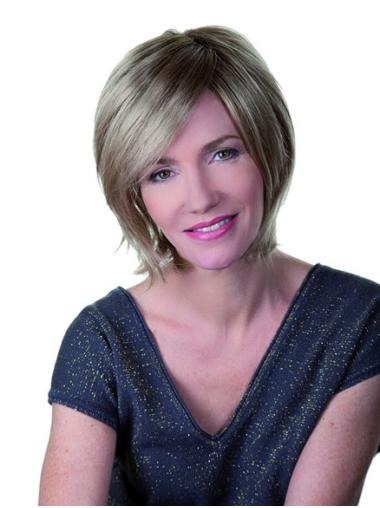Ideal Bobs Straight Blonde Medium Wigs With Monofilament Parts