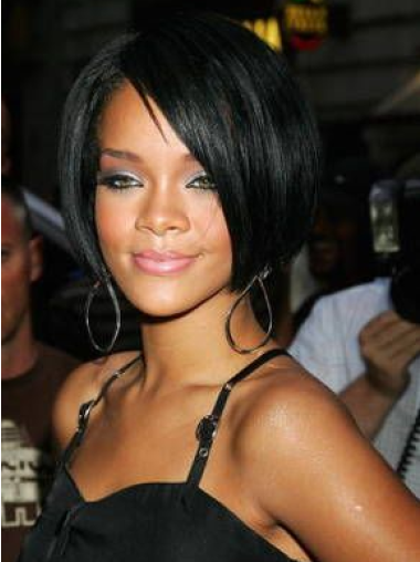 Black With Bangs Straight Hairstyles New Rihanna Wig
