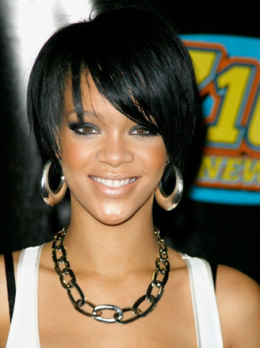 Lace Front With Bangs Short 8 Inches Soft Rihanna Style Short Wigs