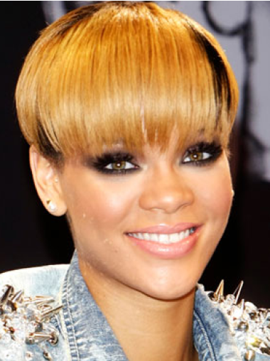 Lace Front With Bangs Long 8 Inches No-Fuss Rihanna Straight Wigs