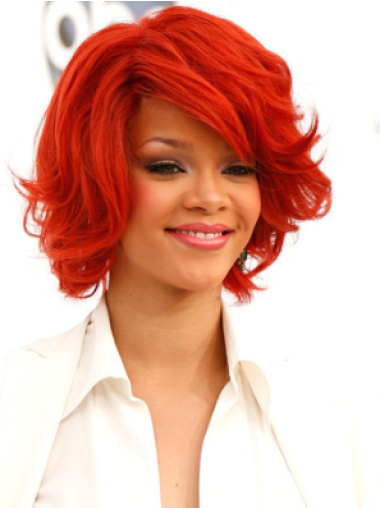 100% Hand-Tied With Bangs Short 12 Inches Ideal Rihanna Short Wigs