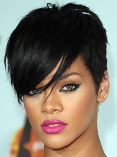 Lace Front With Bangs Short 8 Inches Fashionable Rihanna Style Wig