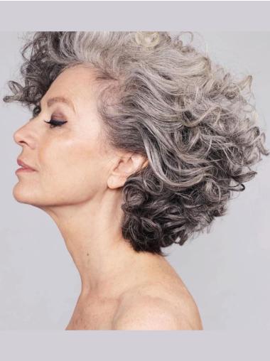 Grey Wigs Medium Length Monofilament Curly Synthetic Wigs