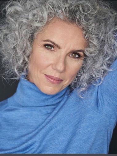 Medium Grey Wig Lace Front Curly Remy Human Hair Wigs