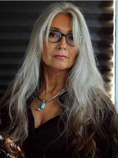 Silver Grey Wig Long 20" Layered Wavy Synthetic Wigs