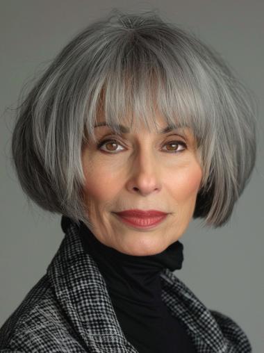 Grey Hair Short Bob Synthetic Lace Front 10" Wigs